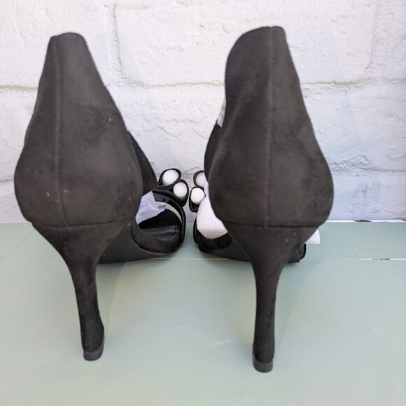 Coutgo Women's Black Sandal with Bow and Crystal Rhinestone detail SZ 8 - Picture 6 of 9